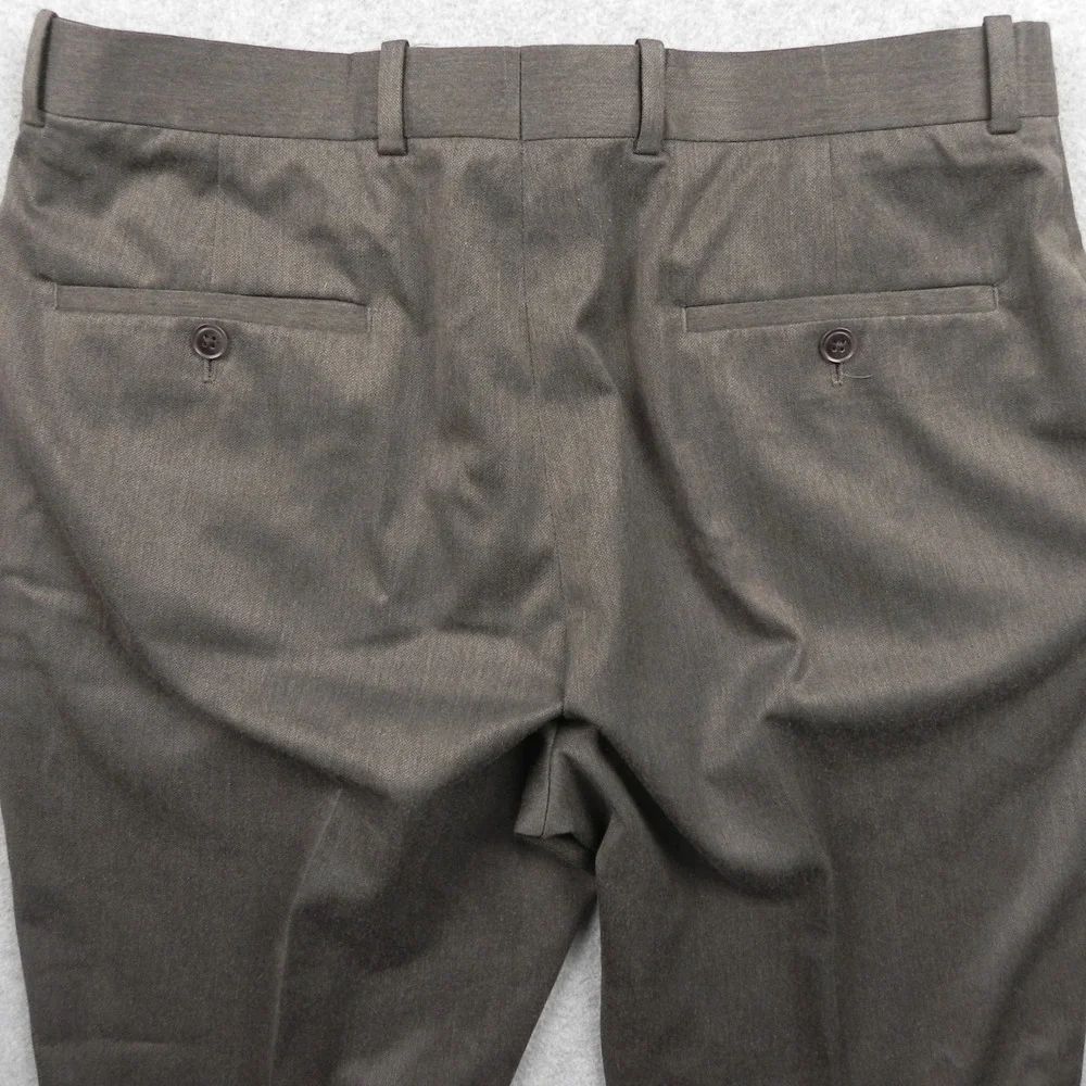 Perry Ellis Portfolio Dress Pants Mens 32x30 Slim Fit Brown Stretch Trousers